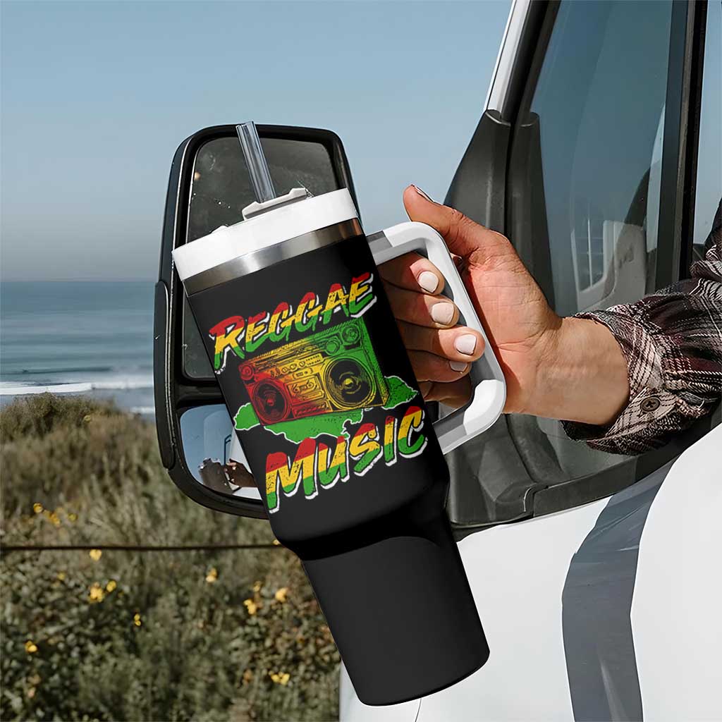 Reggae Music Tumbler With Handle Rastafari Rasta Jamaica Boombox - Wonder Print Shop
