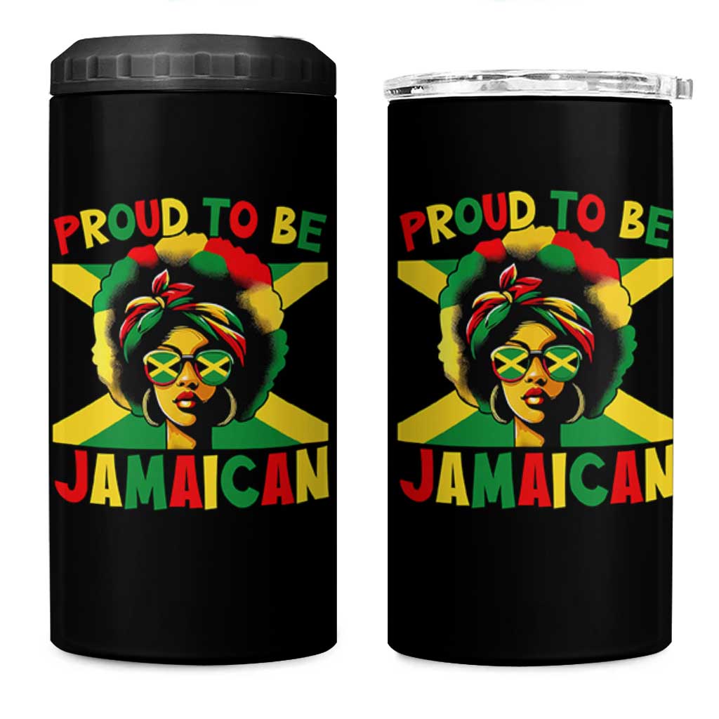 Proud To Be Jamaican 4 in 1 Can Cooler Tumbler Jamaica Pride Flag Girl Sunglasses - Wonder Print Shop