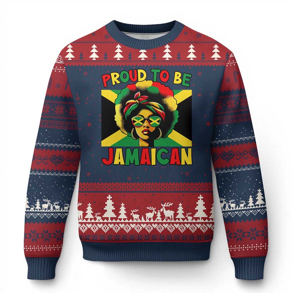 Proud To Be Jamaican Ugly Christmas Sweater Jamaica Pride Flag Girl Sunglasses - Wonder Print Shop