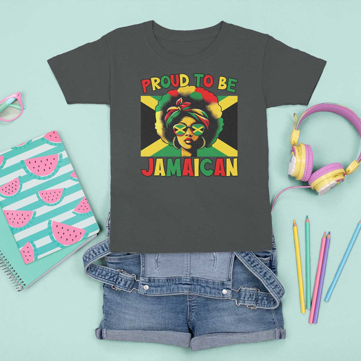 Proud To Be Jamaican T Shirt For Kid Jamaica Pride Flag Girl Sunglasses - Wonder Print Shop