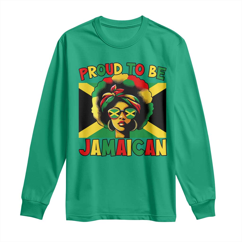 Proud To Be Jamaican Long Sleeve Shirt Jamaica Pride Flag Girl Sunglasses - Wonder Print Shop