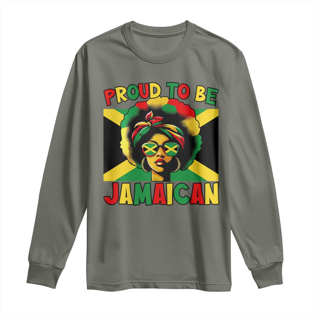 Proud To Be Jamaican Long Sleeve Shirt Jamaica Pride Flag Girl Sunglasses - Wonder Print Shop