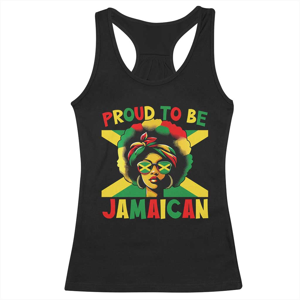 Proud To Be Jamaican Racerback Tank Top Jamaica Pride Flag Girl Sunglasses - Wonder Print Shop