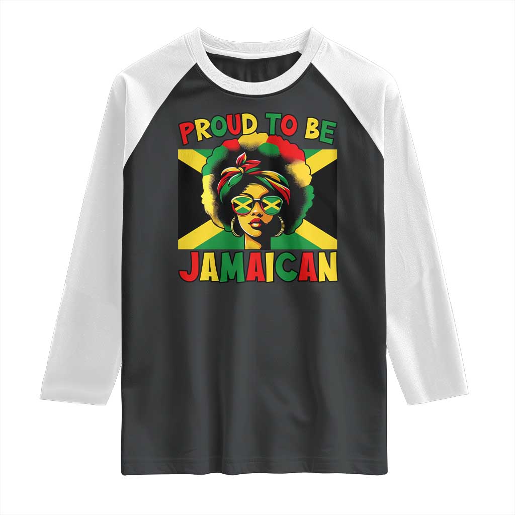 Proud To Be Jamaican Raglan Shirt Jamaica Pride Flag Girl Sunglasses - Wonder Print Shop