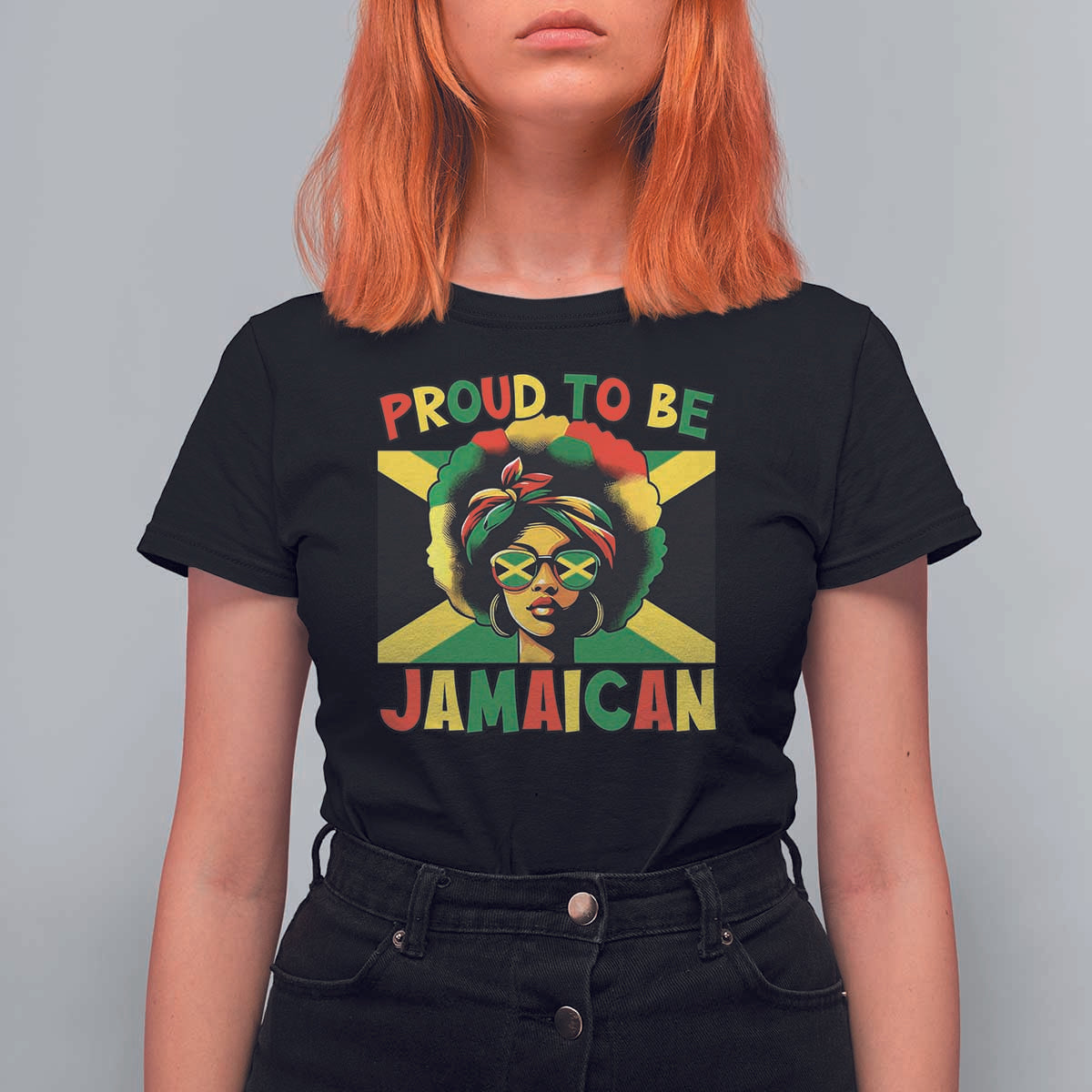 Proud To Be Jamaican T Shirt For Women Jamaica Pride Flag Girl Sunglasses - Wonder Print Shop