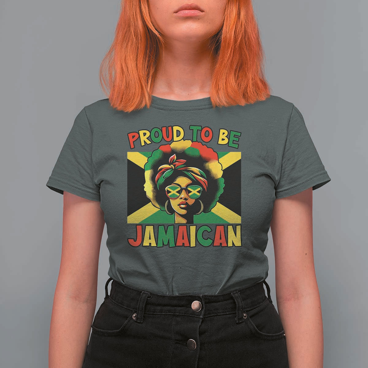 Proud To Be Jamaican T Shirt For Women Jamaica Pride Flag Girl Sunglasses - Wonder Print Shop
