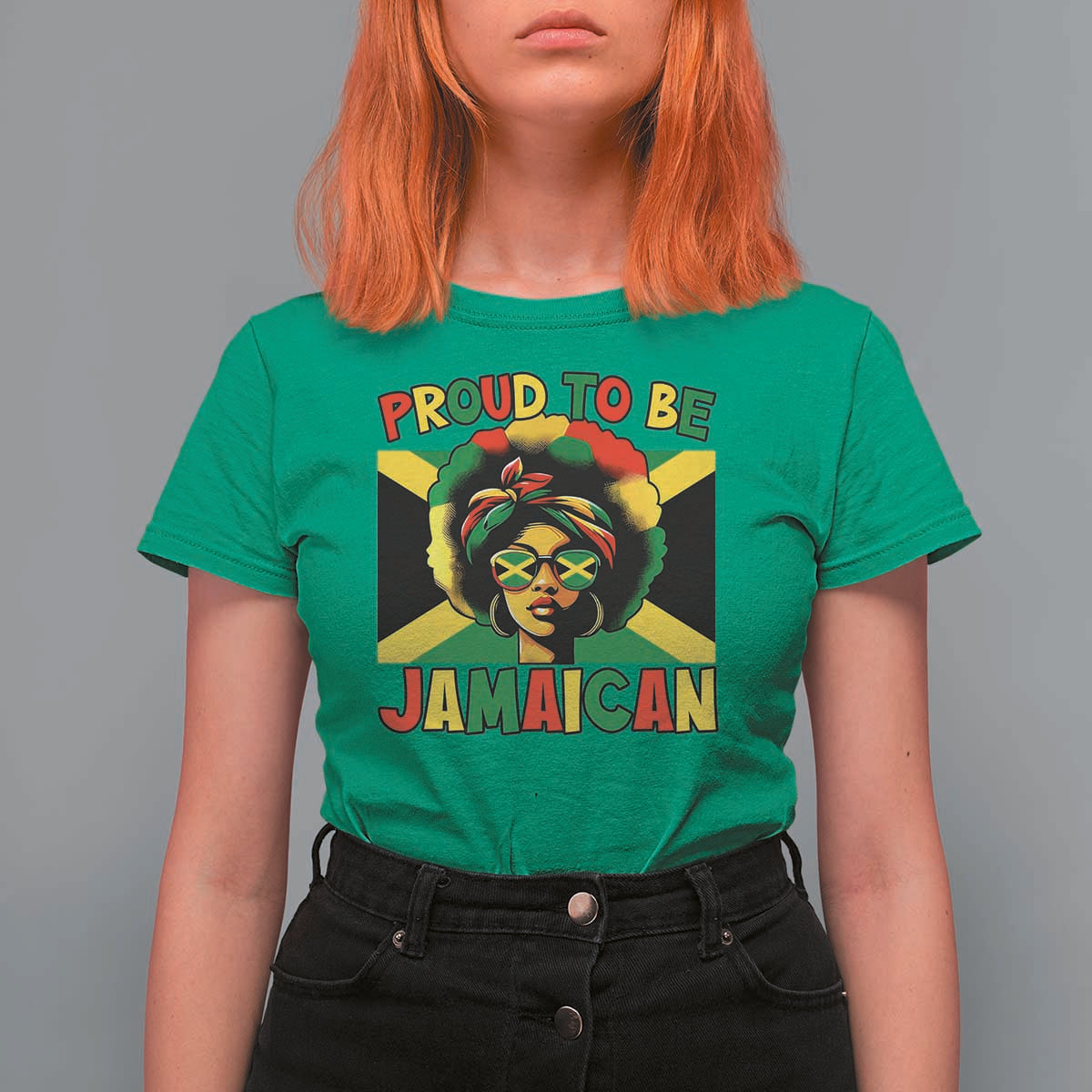 Proud To Be Jamaican T Shirt For Women Jamaica Pride Flag Girl Sunglasses - Wonder Print Shop