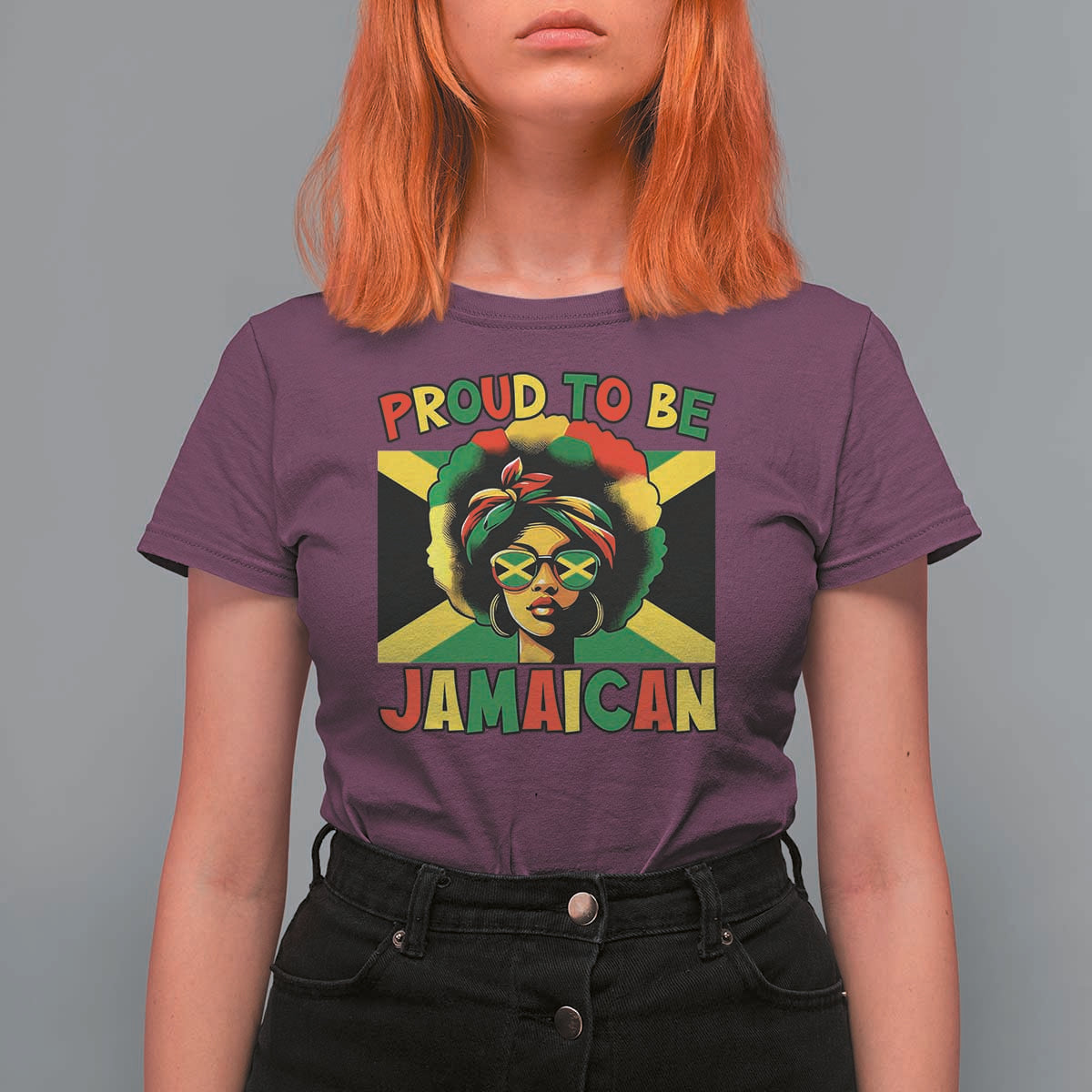 Proud To Be Jamaican T Shirt For Women Jamaica Pride Flag Girl Sunglasses - Wonder Print Shop