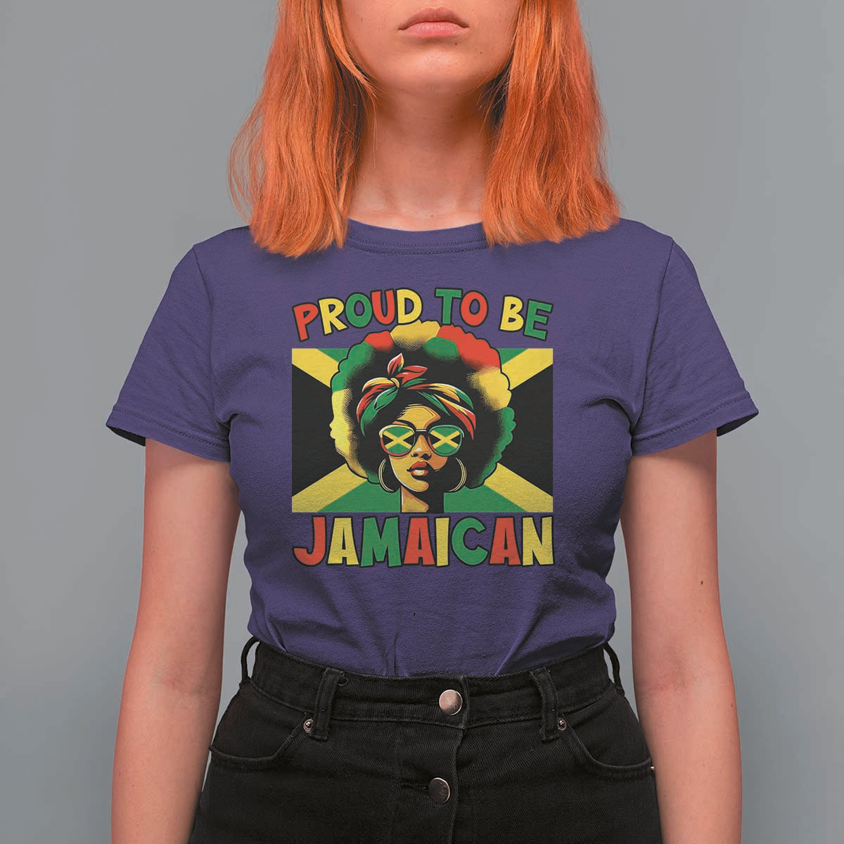 Proud To Be Jamaican T Shirt For Women Jamaica Pride Flag Girl Sunglasses - Wonder Print Shop