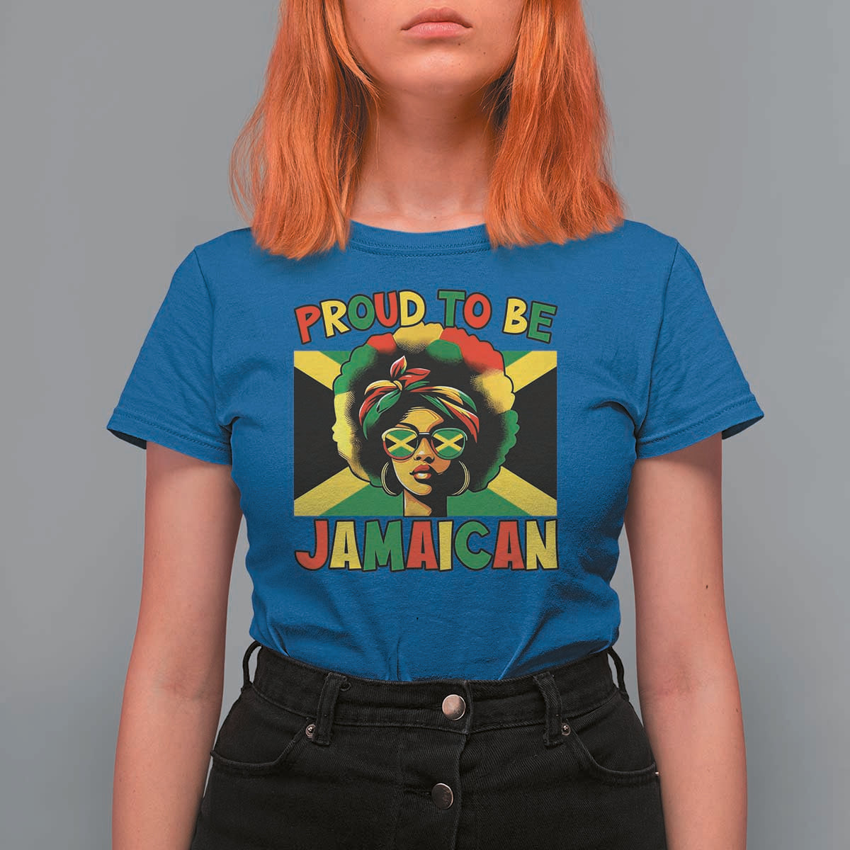 Proud To Be Jamaican T Shirt For Women Jamaica Pride Flag Girl Sunglasses - Wonder Print Shop