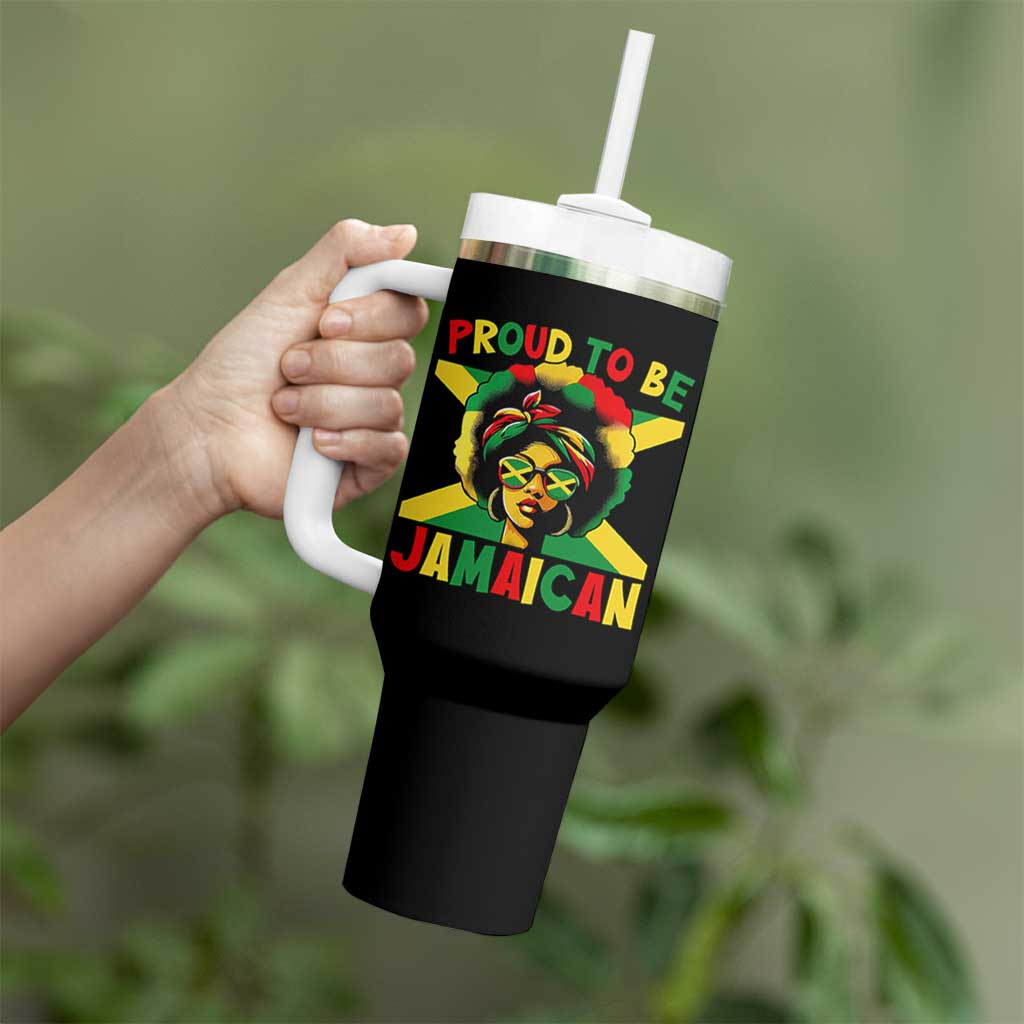 Proud To Be Jamaican Tumbler With Handle Jamaica Pride Flag Girl Sunglasses - Wonder Print Shop