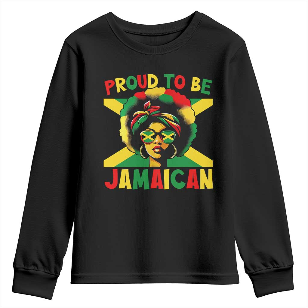 Proud To Be Jamaican Youth Sweatshirt Jamaica Pride Flag Girl Sunglasses - Wonder Print Shop