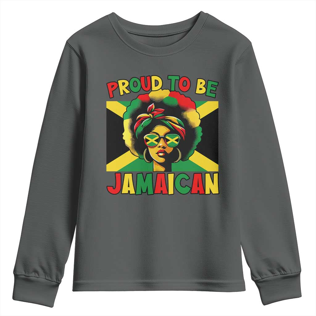 Proud To Be Jamaican Youth Sweatshirt Jamaica Pride Flag Girl Sunglasses - Wonder Print Shop
