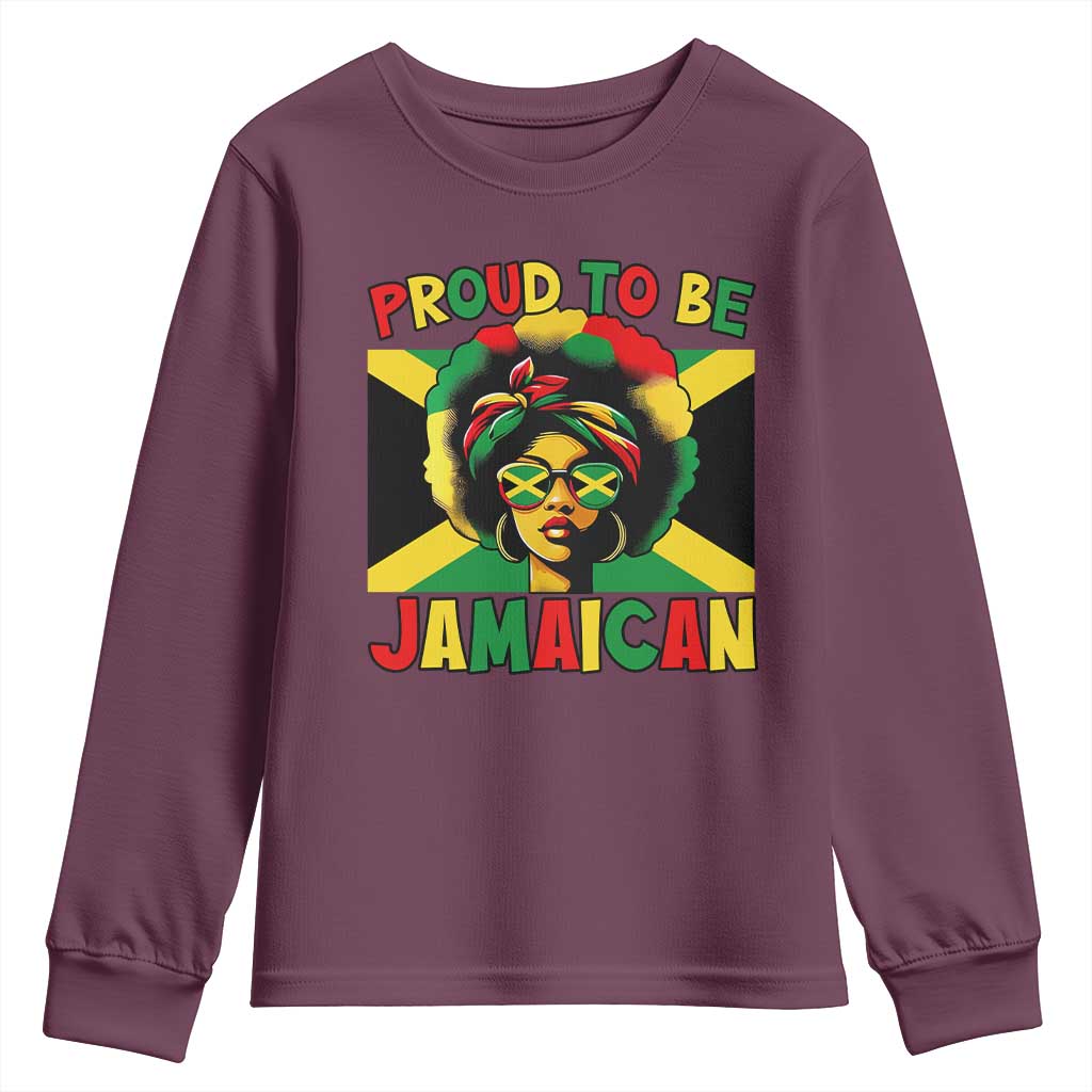 Proud To Be Jamaican Youth Sweatshirt Jamaica Pride Flag Girl Sunglasses - Wonder Print Shop