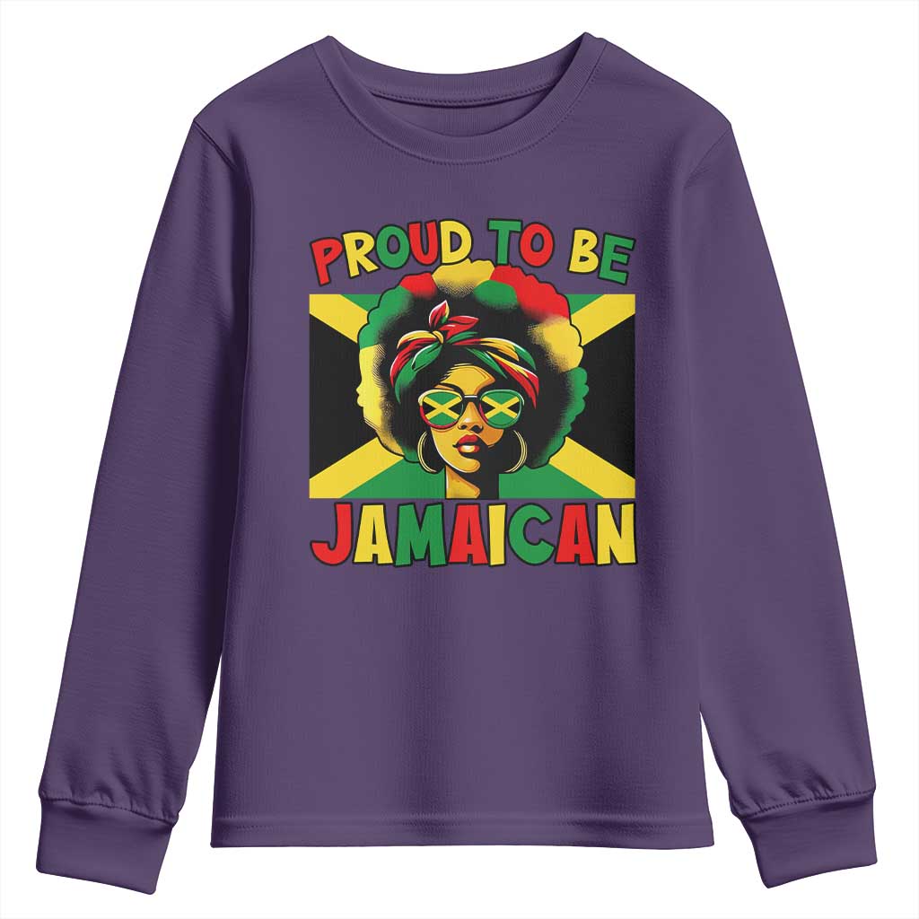 Proud To Be Jamaican Youth Sweatshirt Jamaica Pride Flag Girl Sunglasses - Wonder Print Shop