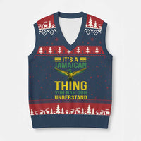 It's A Jamaican Thing Yuh Nah Guh Understand V-Neck Knit Sweater Vest Jamaica Hummingbird - Wonder Print Shop