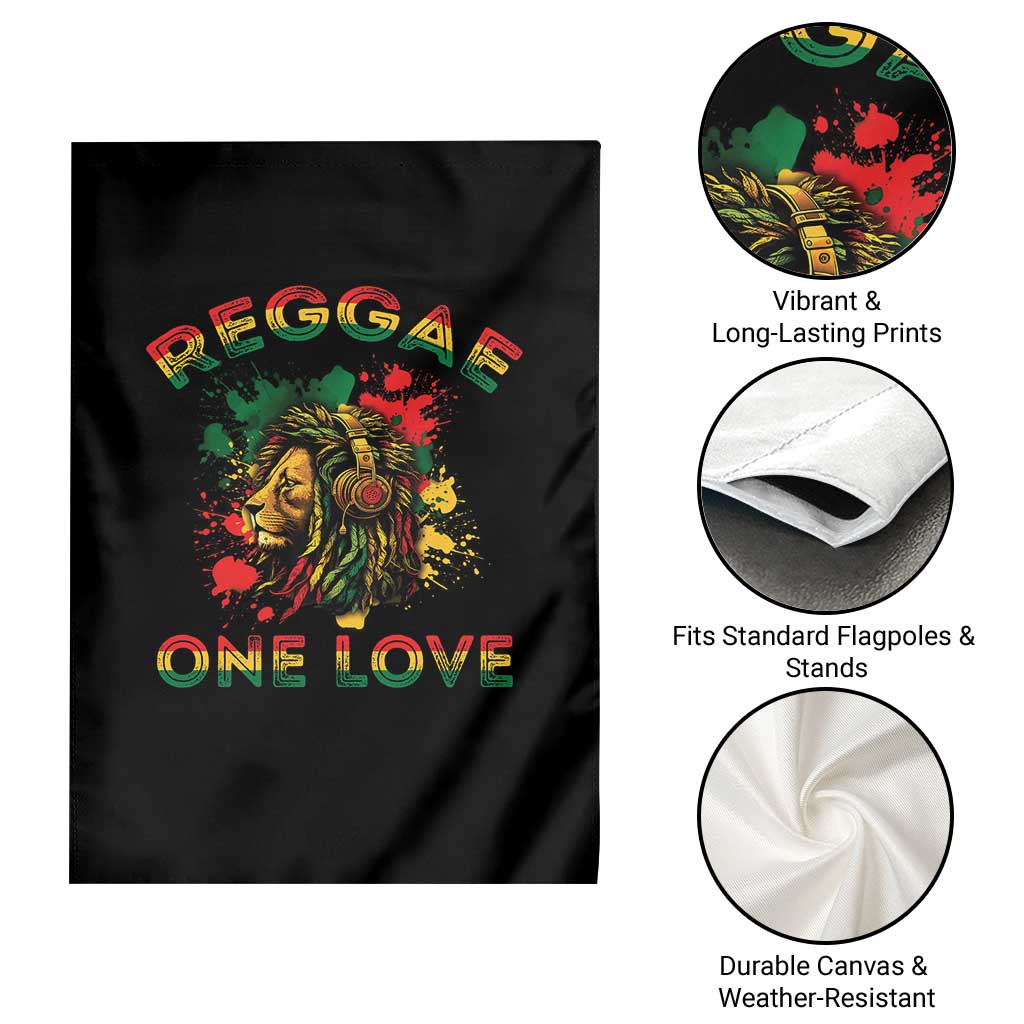 Reggae One Love Garden Flag Rasta Music Jamaican Pride Headphones Lion - Wonder Print Shop