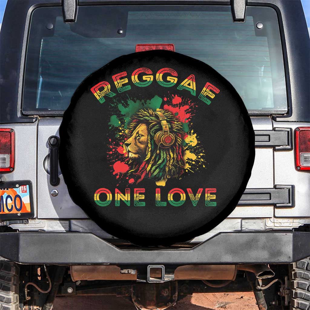 Reggae One Love Spare Tire Cover Rasta Music Jamaican Pride Headphones Lion - Wonder Print Shop