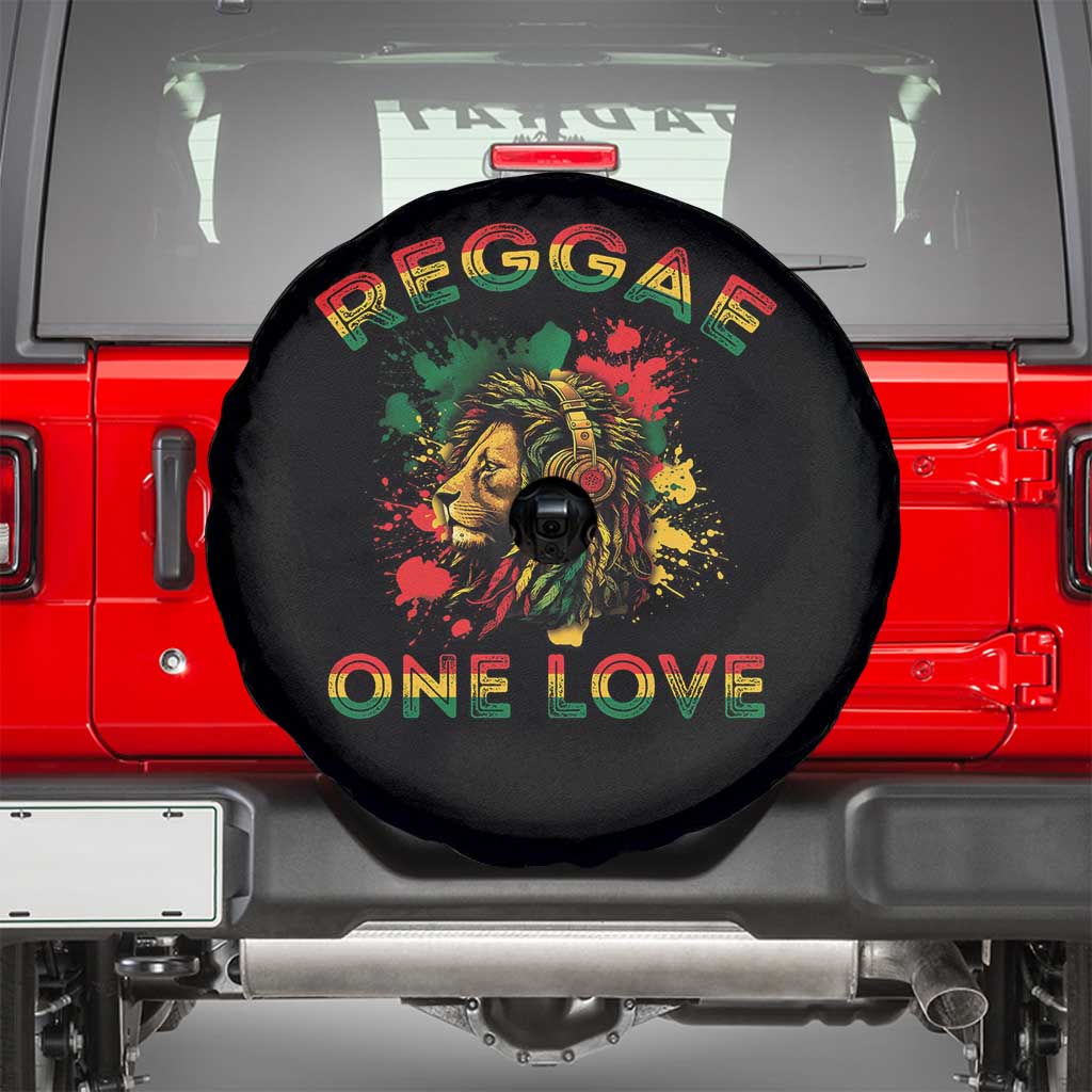 Reggae One Love Spare Tire Cover Rasta Music Jamaican Pride Headphones Lion - Wonder Print Shop