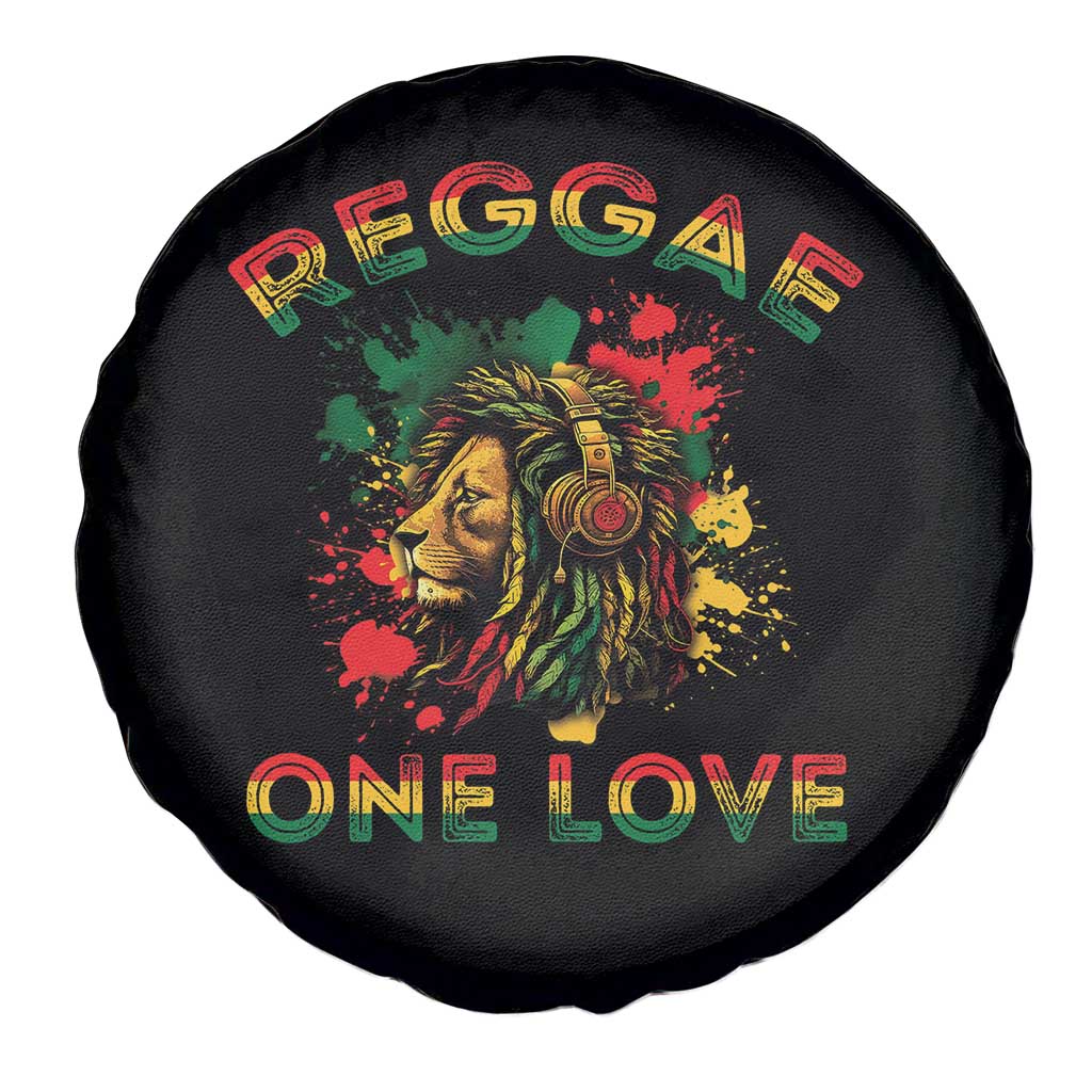 Reggae One Love Spare Tire Cover Rasta Music Jamaican Pride Headphones Lion - Wonder Print Shop