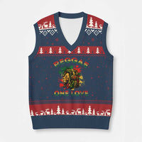 Reggae One Love V-Neck Knit Sweater Vest Rasta Music Jamaican Pride Headphones Lion - Wonder Print Shop