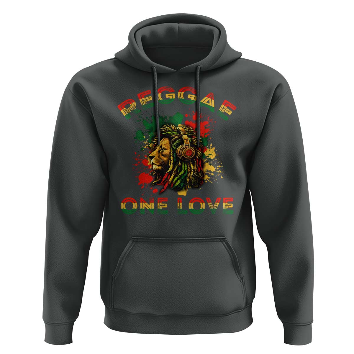 Reggae One Love Hoodie Rasta Music Jamaican Pride Headphones Lion - Wonder Print Shop