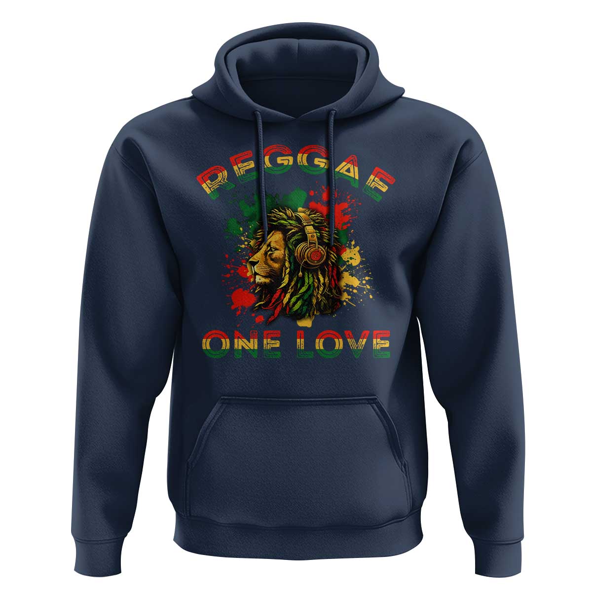 Reggae One Love Hoodie Rasta Music Jamaican Pride Headphones Lion - Wonder Print Shop