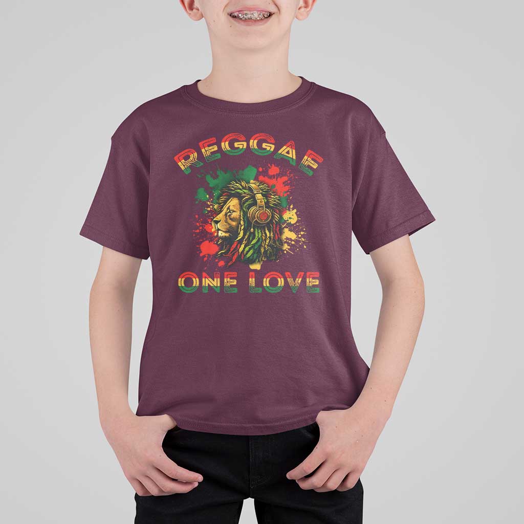 Reggae One Love T Shirt For Kid Rasta Music Jamaican Pride Headphones Lion - Wonder Print Shop
