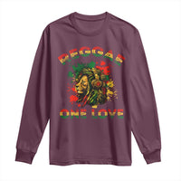 Reggae One Love Long Sleeve Shirt Rasta Music Jamaican Pride Headphones Lion - Wonder Print Shop