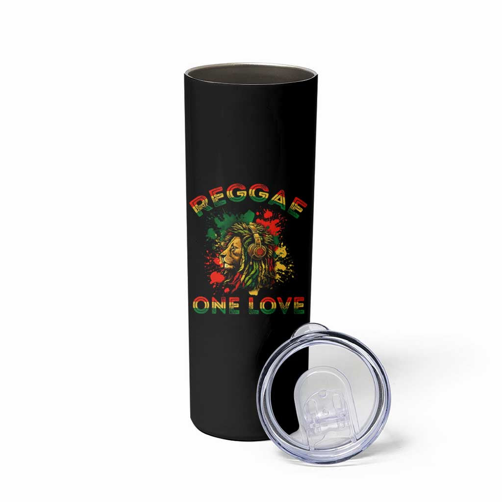 Reggae One Love Skinny Tumbler Rasta Music Jamaican Pride Headphones Lion - Wonder Print Shop