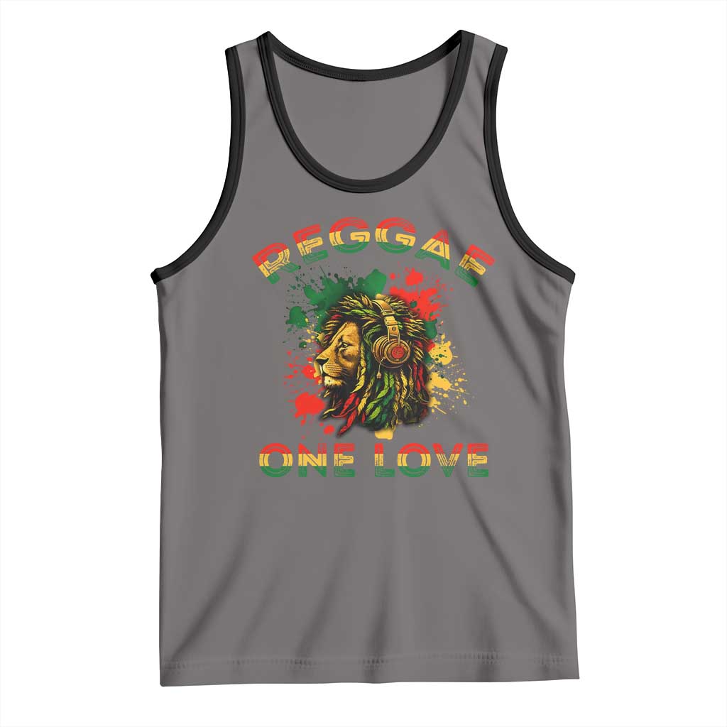 Reggae One Love Tank Top Rasta Music Jamaican Pride Headphones Lion - Wonder Print Shop