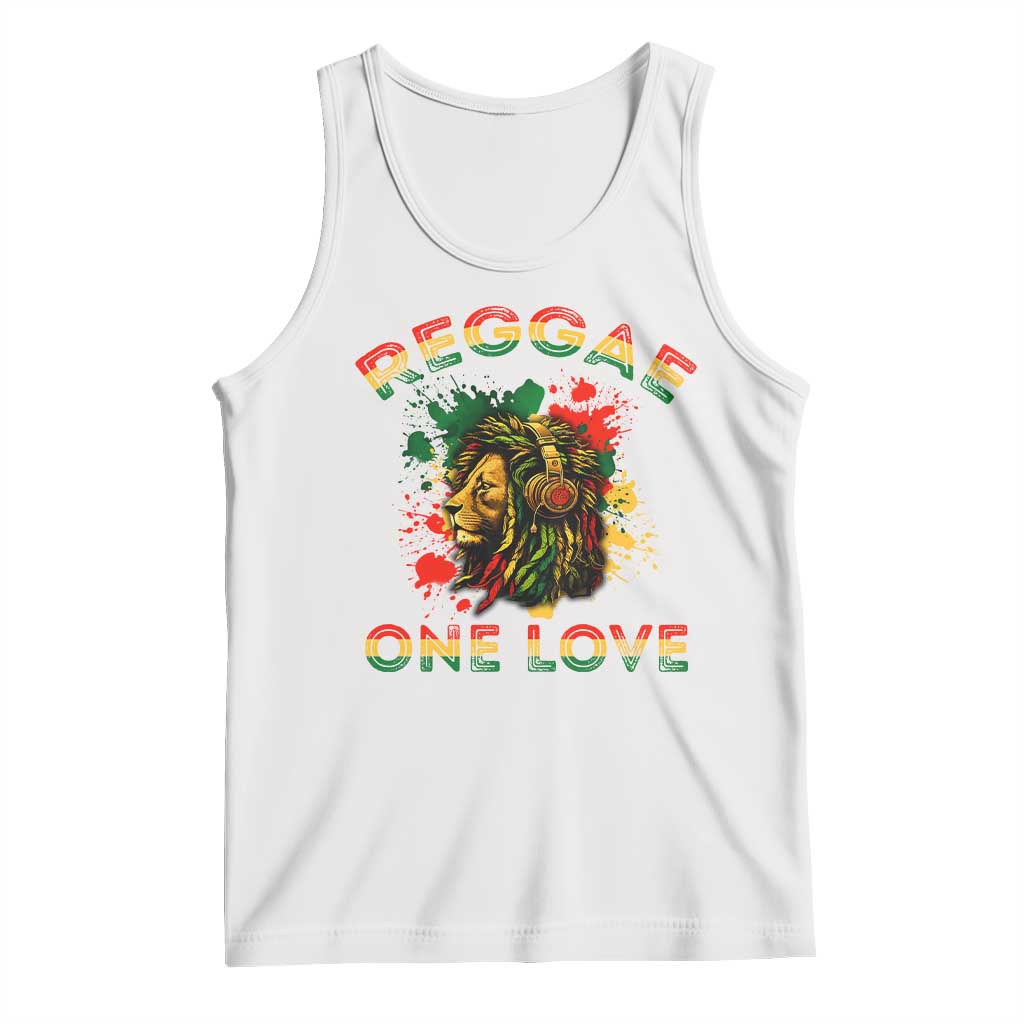 Reggae One Love Tank Top Rasta Music Jamaican Pride Headphones Lion - Wonder Print Shop