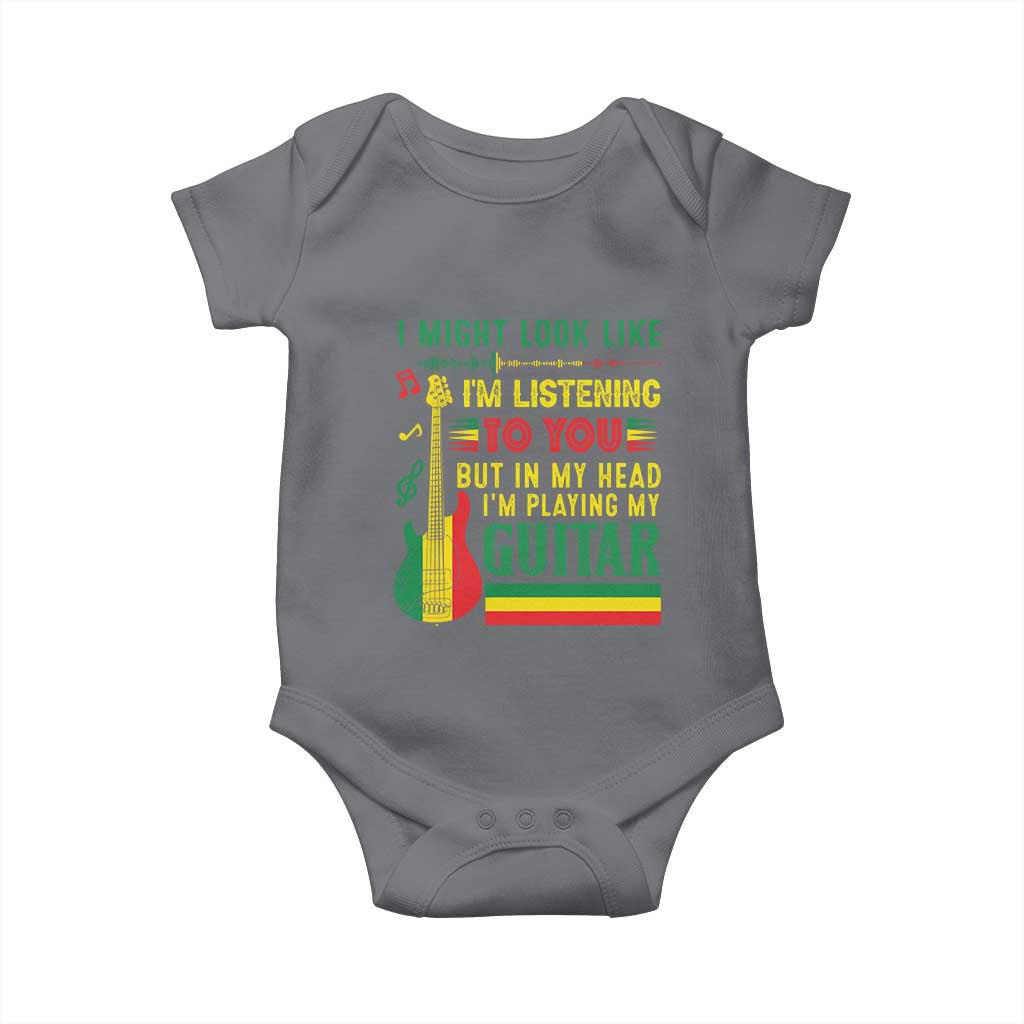 Rasta Reggae Music Baby Onesie Funny I Might Look Like I'm Listening But I'm Playing My Guitar - Wonder Print Shop