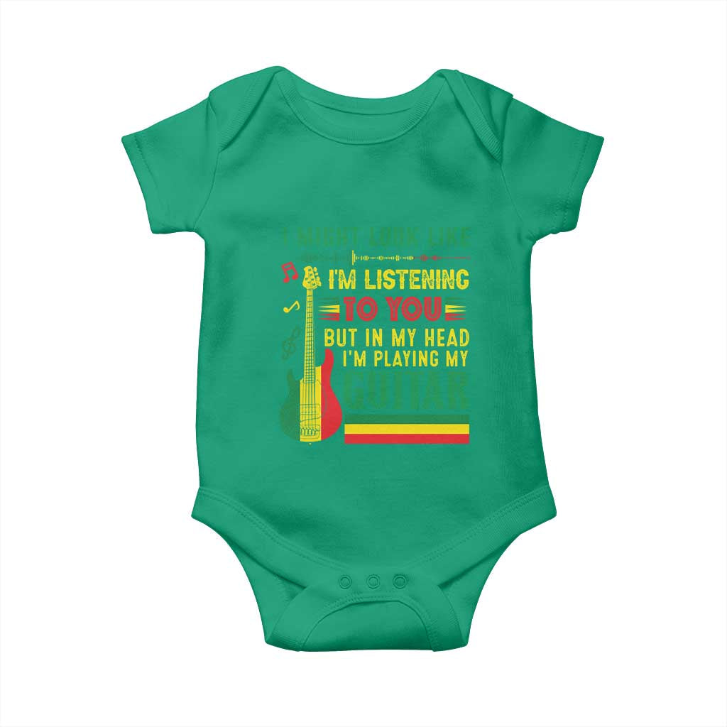Rasta Reggae Music Baby Onesie Funny I Might Look Like I'm Listening But I'm Playing My Guitar - Wonder Print Shop