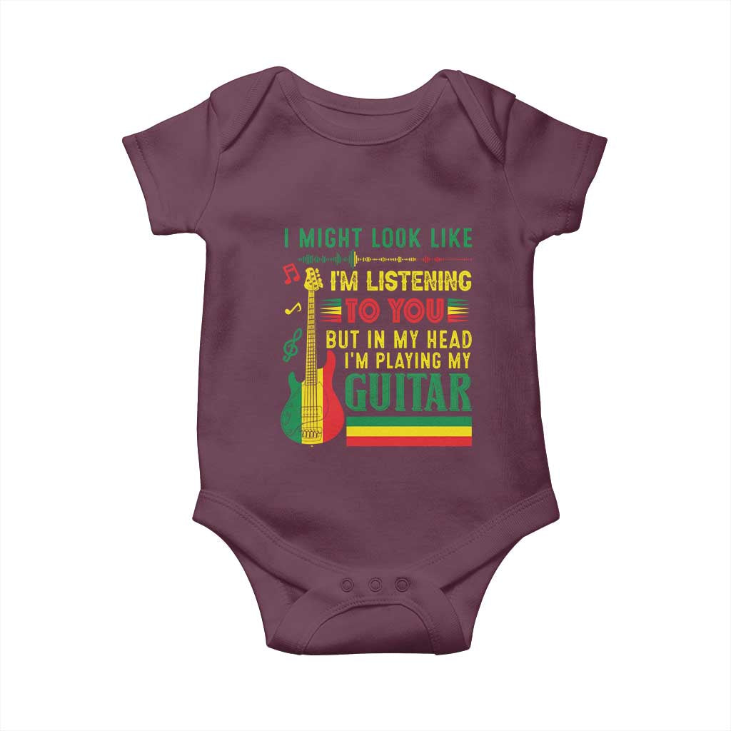 Rasta Reggae Music Baby Onesie Funny I Might Look Like I'm Listening But I'm Playing My Guitar - Wonder Print Shop