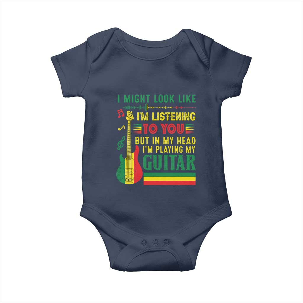 Rasta Reggae Music Baby Onesie Funny I Might Look Like I'm Listening But I'm Playing My Guitar - Wonder Print Shop