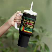 Rasta Reggae Music Tumbler With Handle Funny I Might Look Like I'm Listening But I'm Playing My Guitar - Wonder Print Shop