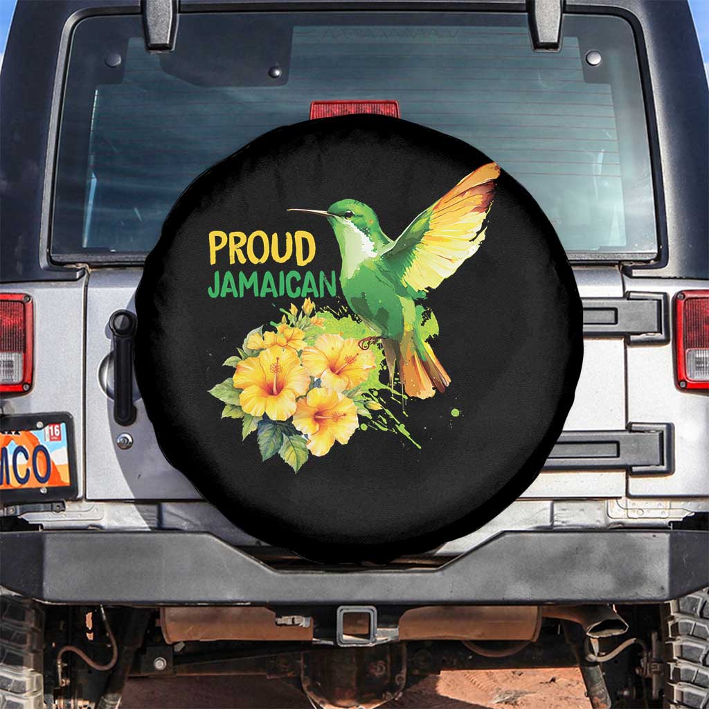 Proud Jamaican Spare Tire Cover Jamaica Flag Hummingbird Hibiscus - Wonder Print Shop