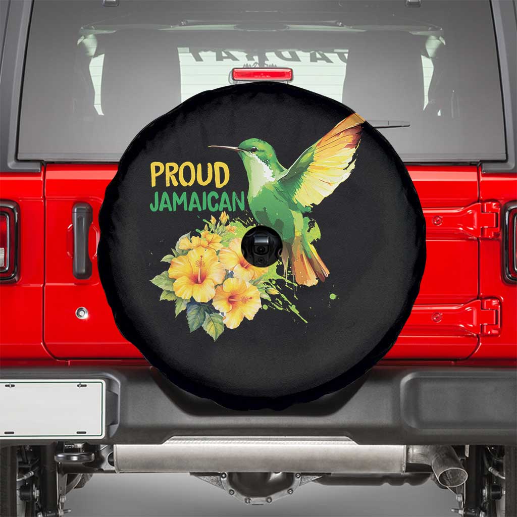 Proud Jamaican Spare Tire Cover Jamaica Flag Hummingbird Hibiscus - Wonder Print Shop