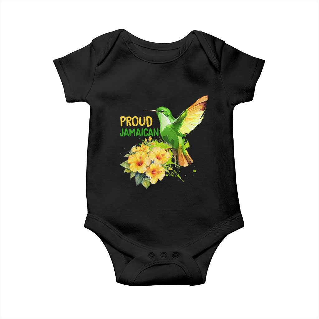 Proud Jamaican Baby Onesie Jamaica Flag Hummingbird Hibiscus - Wonder Print Shop