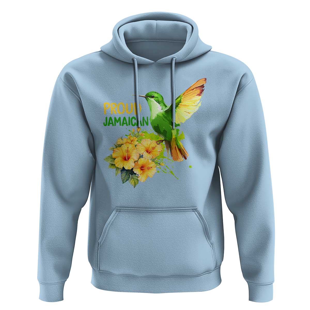 Proud Jamaican Hoodie Jamaica Flag Hummingbird Hibiscus - Wonder Print Shop