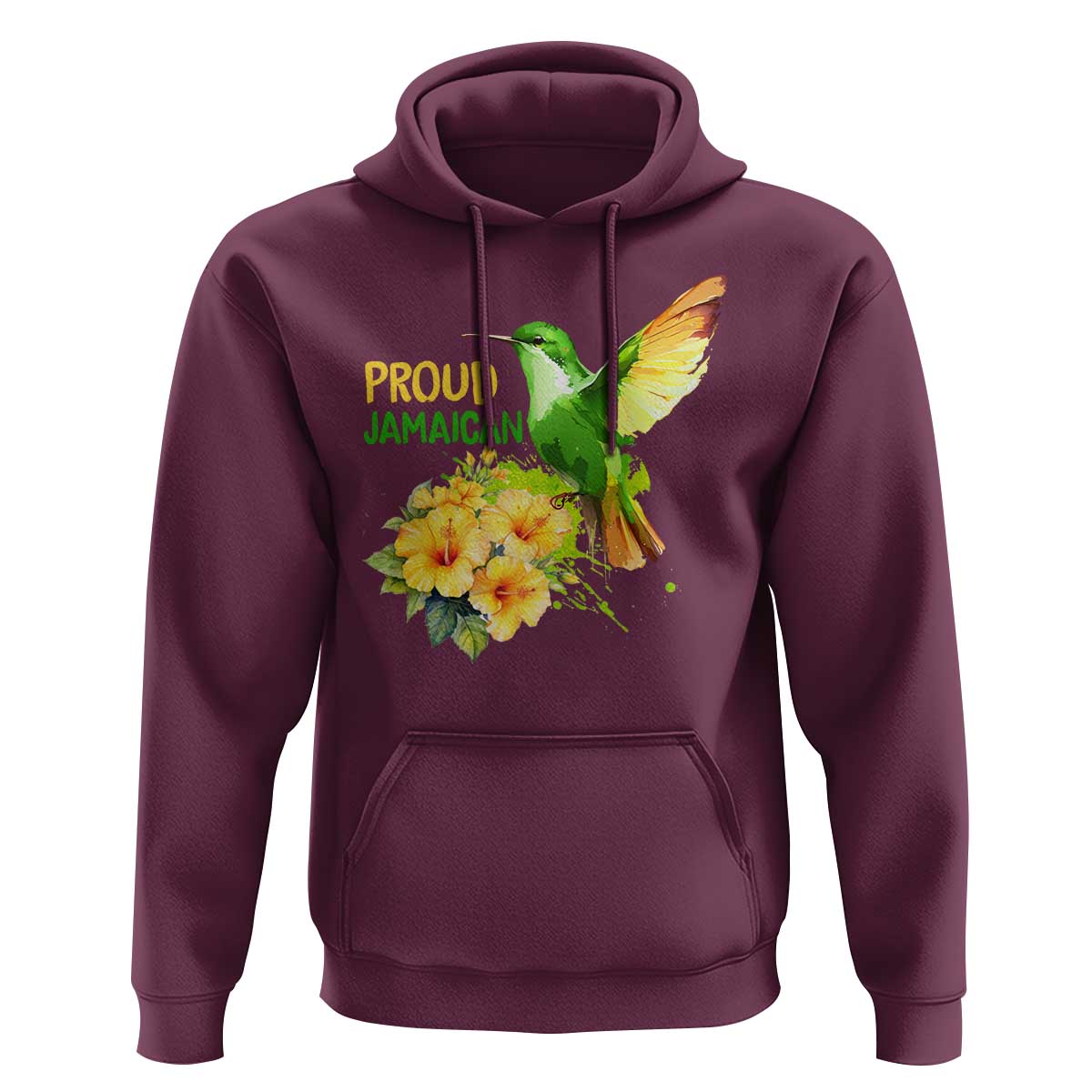 Proud Jamaican Hoodie Jamaica Flag Hummingbird Hibiscus - Wonder Print Shop