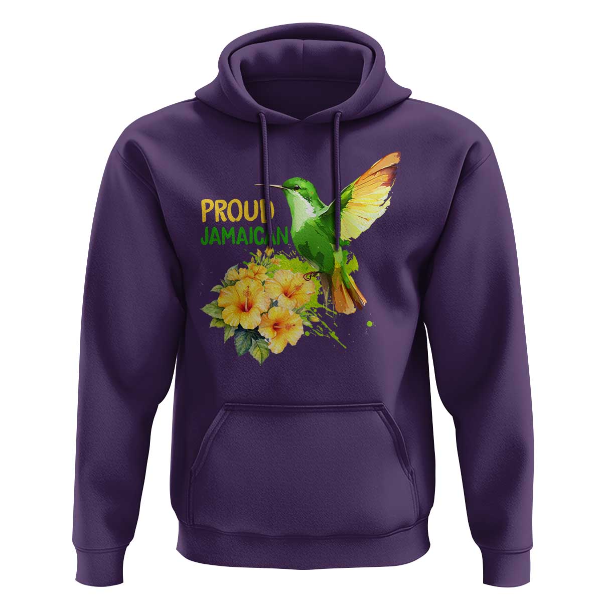 Proud Jamaican Hoodie Jamaica Flag Hummingbird Hibiscus - Wonder Print Shop