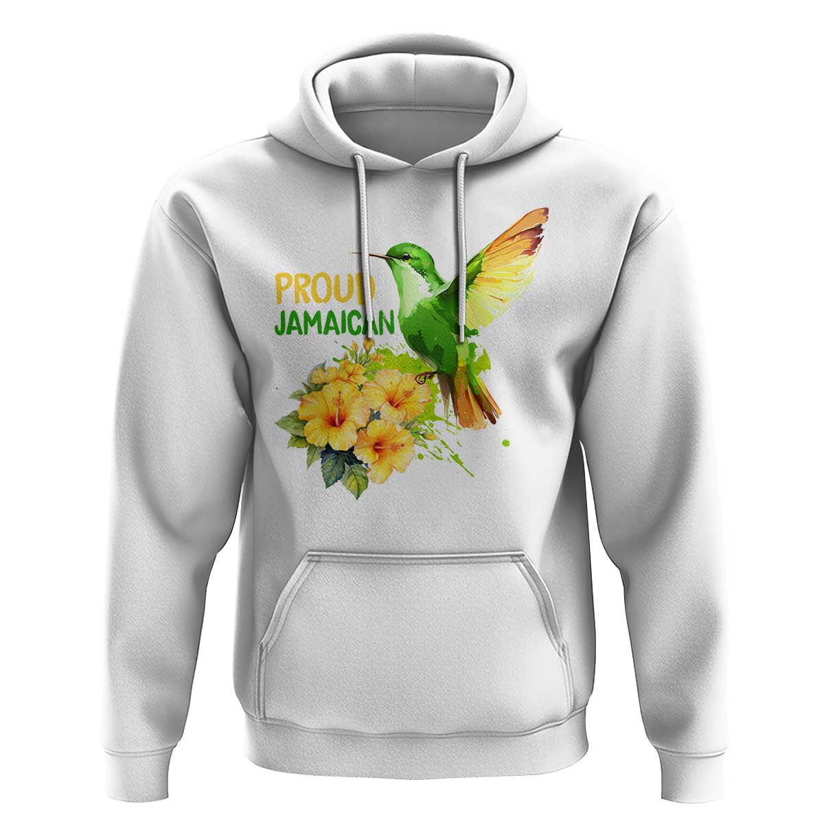 Proud Jamaican Hoodie Jamaica Flag Hummingbird Hibiscus - Wonder Print Shop
