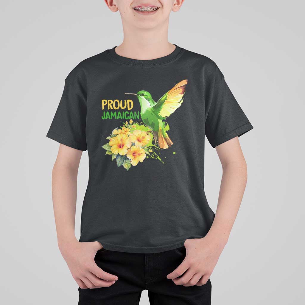 Proud Jamaican T Shirt For Kid Jamaica Flag Hummingbird Hibiscus - Wonder Print Shop