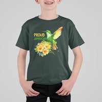 Proud Jamaican T Shirt For Kid Jamaica Flag Hummingbird Hibiscus - Wonder Print Shop
