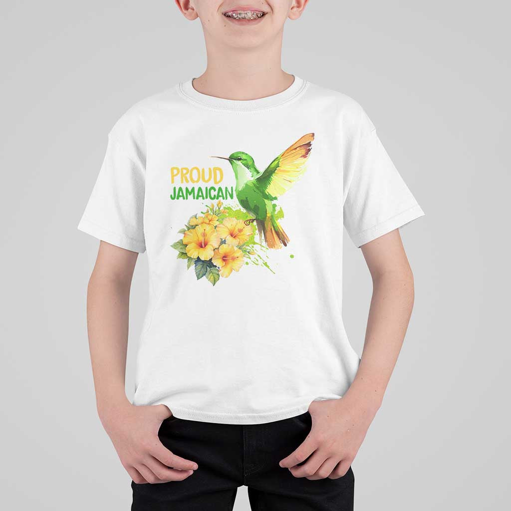 Proud Jamaican T Shirt For Kid Jamaica Flag Hummingbird Hibiscus - Wonder Print Shop