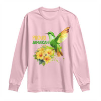 Proud Jamaican Long Sleeve Shirt Jamaica Flag Hummingbird Hibiscus - Wonder Print Shop