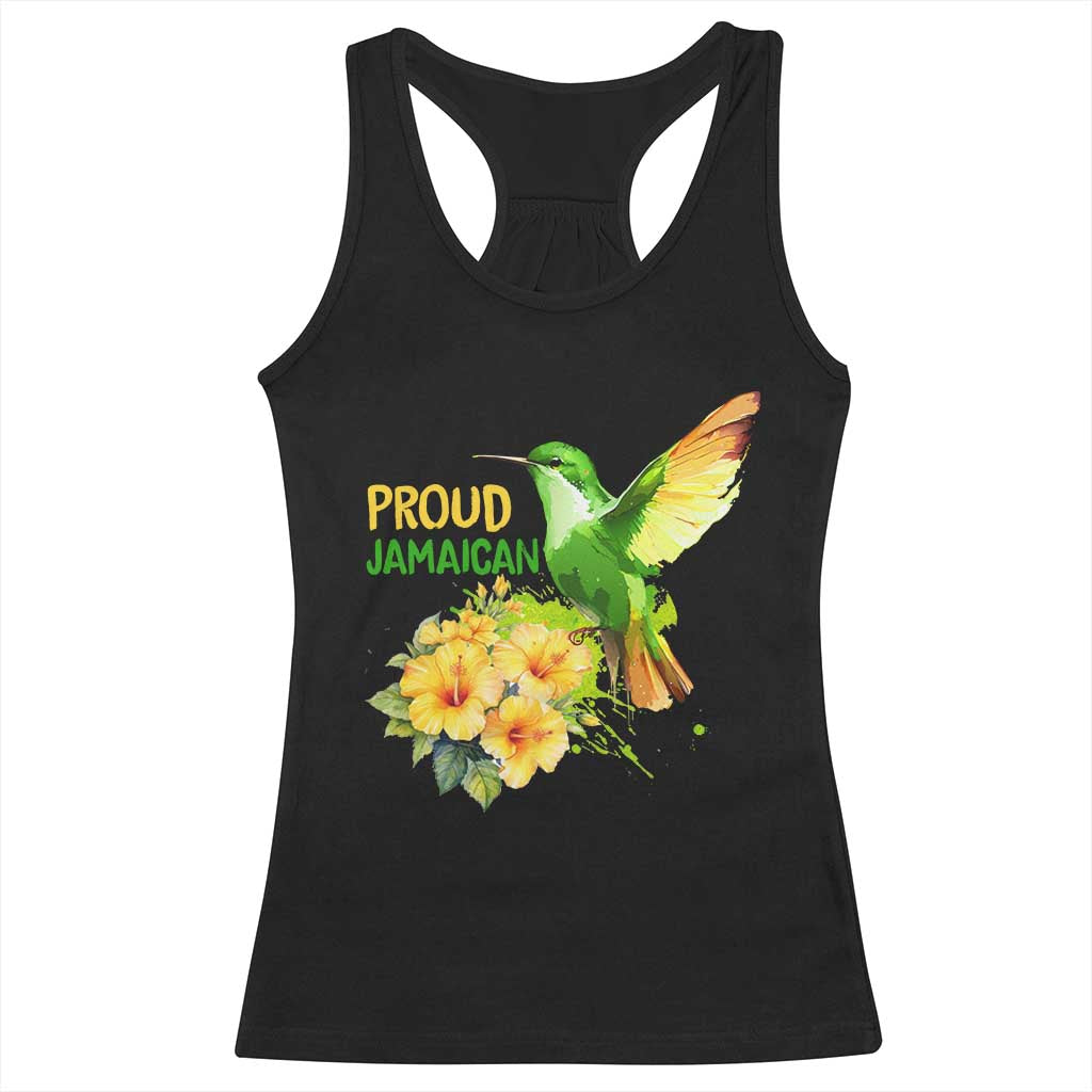 Proud Jamaican Racerback Tank Top Jamaica Flag Hummingbird Hibiscus - Wonder Print Shop
