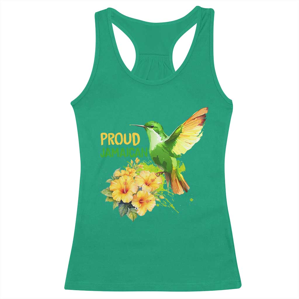 Proud Jamaican Racerback Tank Top Jamaica Flag Hummingbird Hibiscus - Wonder Print Shop